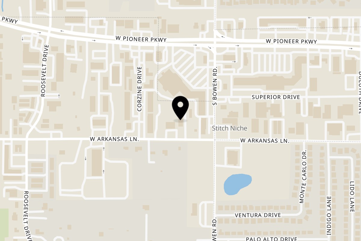 Map showing the location of King Hibachi Arlington on 2601 W Arkansas Ln in Arlington