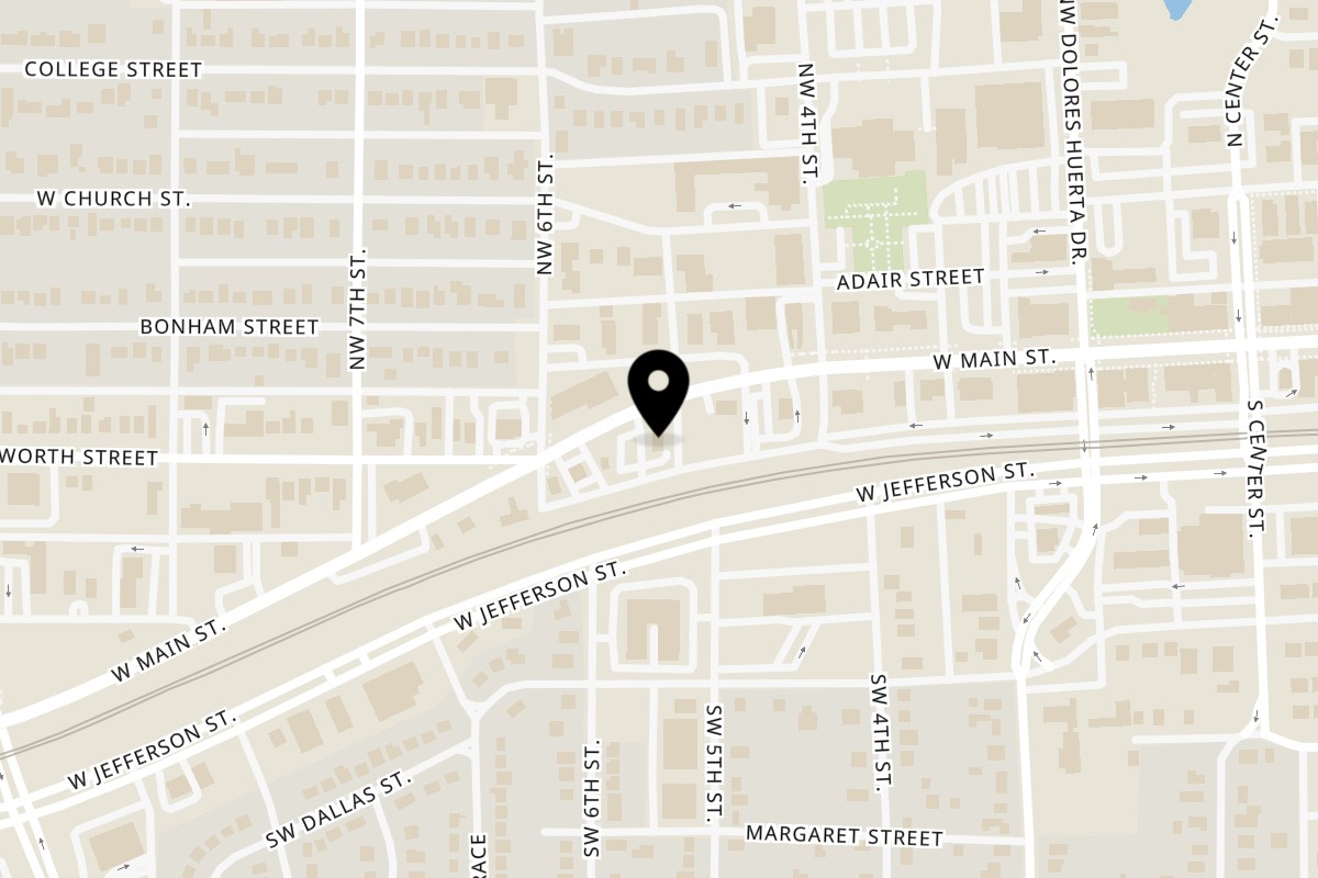 Map showing the location of King Hibachi Grand Prairie on 501 W Main St in Grand Prairie